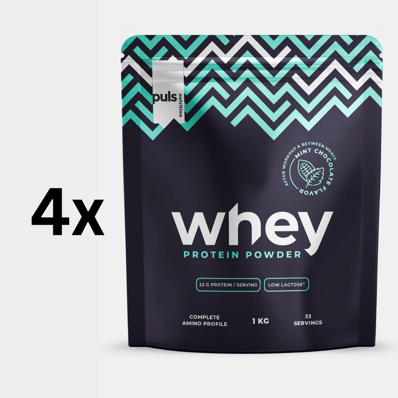 WHEY PROTEIINIJAUHE Minttusuklaa 4x1kg VÄHÄLAKTOOSINEN