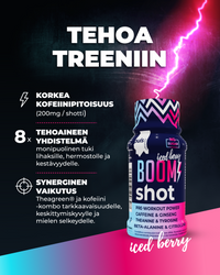 BOOM! Pre-workout shotti Iced berry 60 ml 12 kpl
