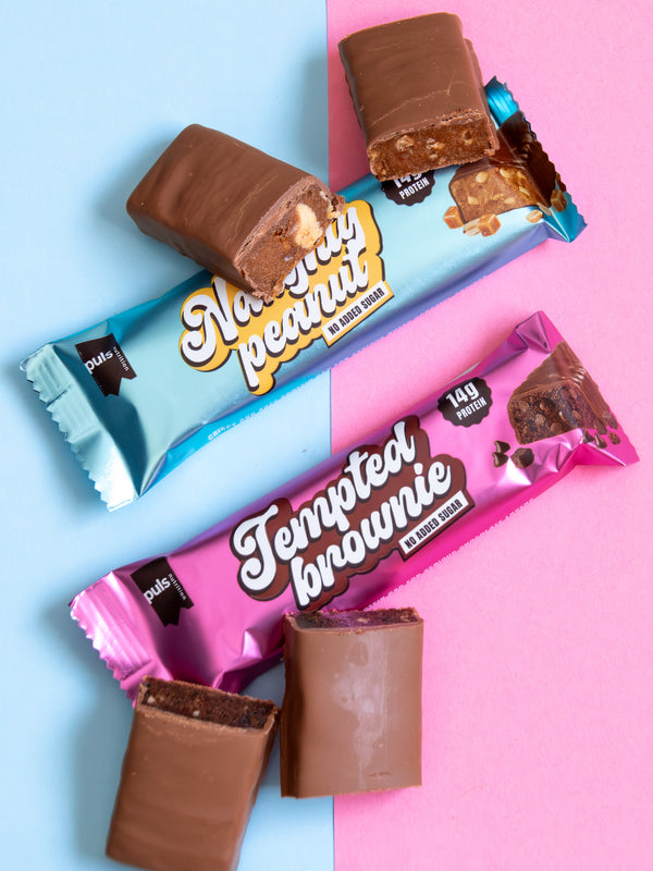PULS Nutrition Tempted brownie ja Naughty peaunut proteiinipatukat