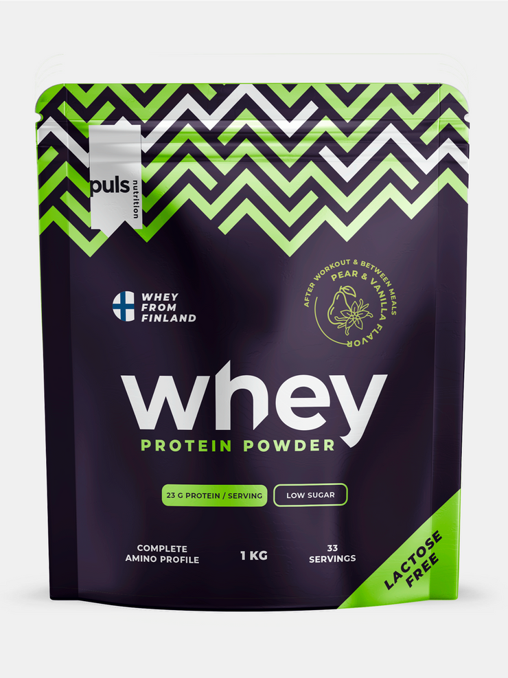 WHEY PROTEIINIJAUHE Päärynä-Vanilja 1kg LAKTOOSITON