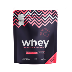 WHEY Proteiinijauhe Mansikka 1 kg Laktoositon