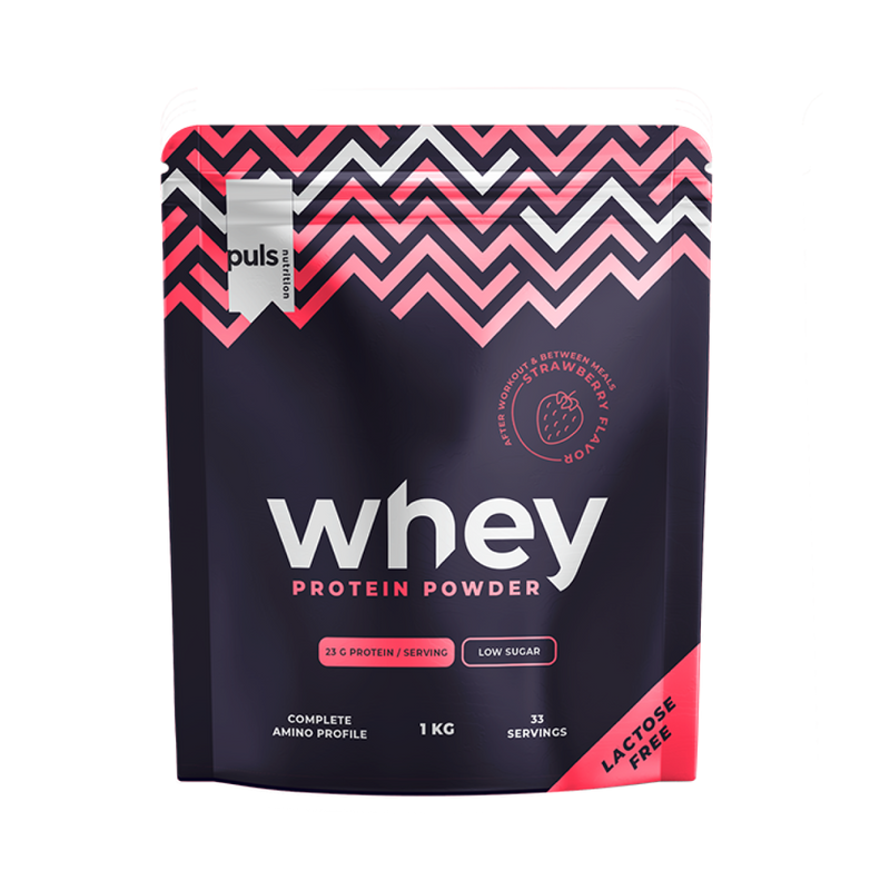 PULS Nutrition WHEY proteiinijauhe mansikka Laktoositon 1 kg