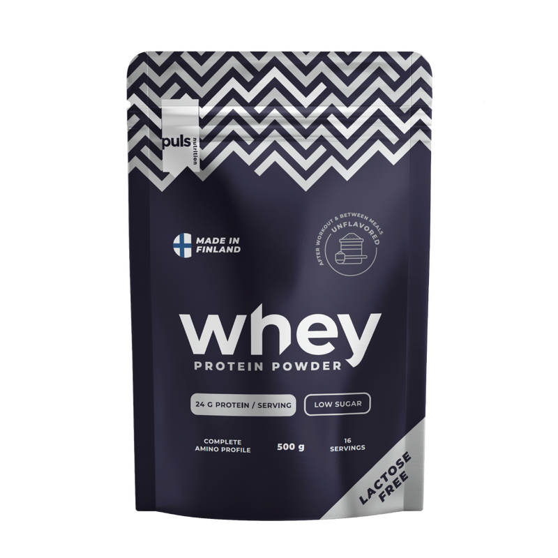 PULS Nutrition WHEY proteiinijauhe Maustamaton Laktoositon 500 g