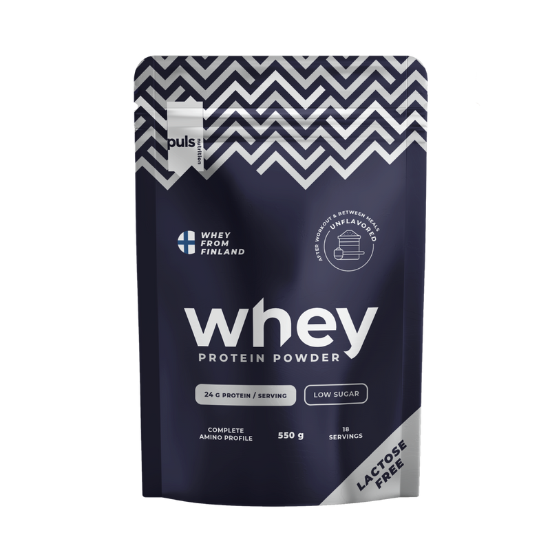 WHEY Proteiinijauhe Maustamaton 550g Laktoositon
