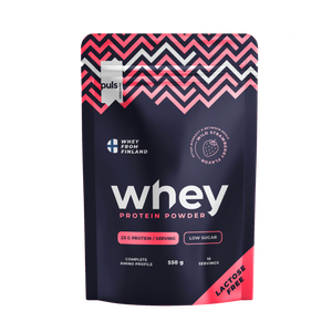 WHEY Proteiinijauhe Metsämansikka 550g Laktoositon