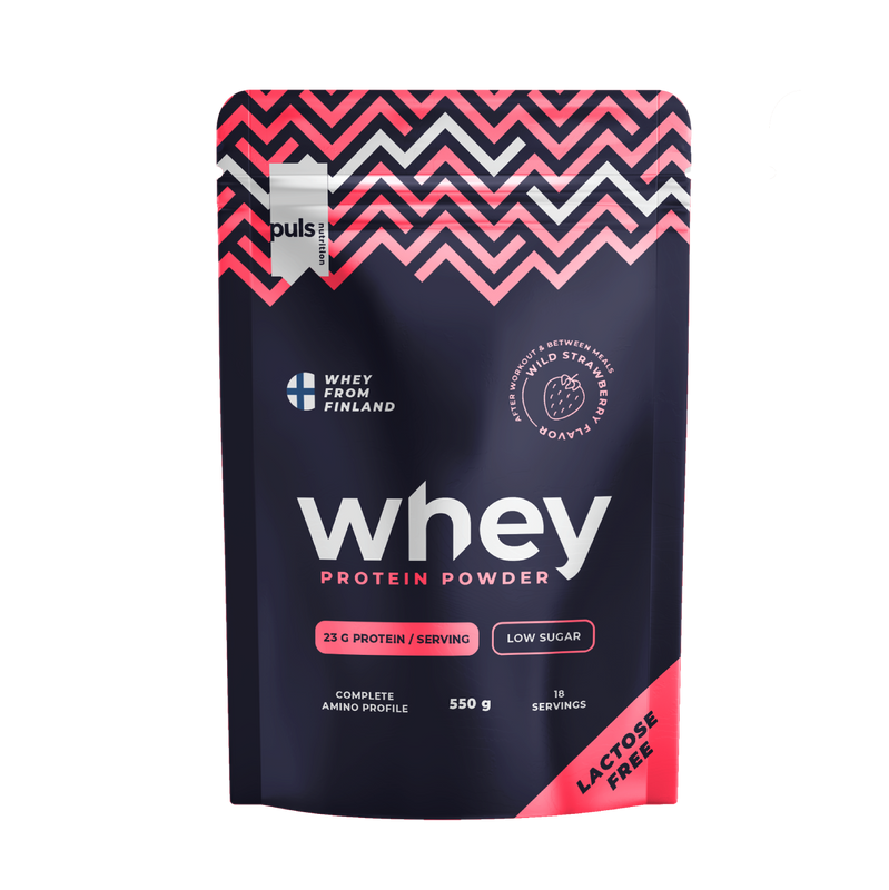 PULS Nutrition WHEY proteiinijauhe metsamansikka Laktoositon 500 g
