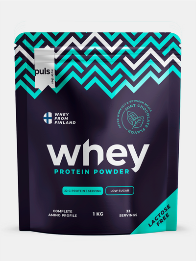 PULS Nutrition WHEY proteiini jauhe minttu suklaa 1kg laktoositon