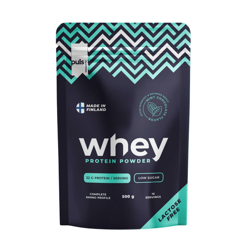 PULS Nutrition WHEY Proteiinijauhe Minttusuklaa Laktoositon 500 g