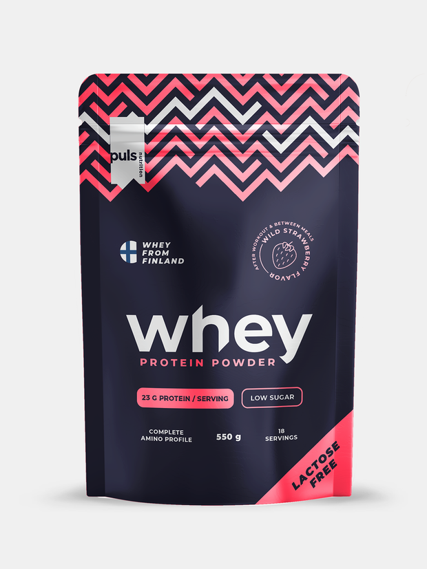 WHEY PROTEIINIJAUHE Metsämansikka 550g LAKTOOSITON