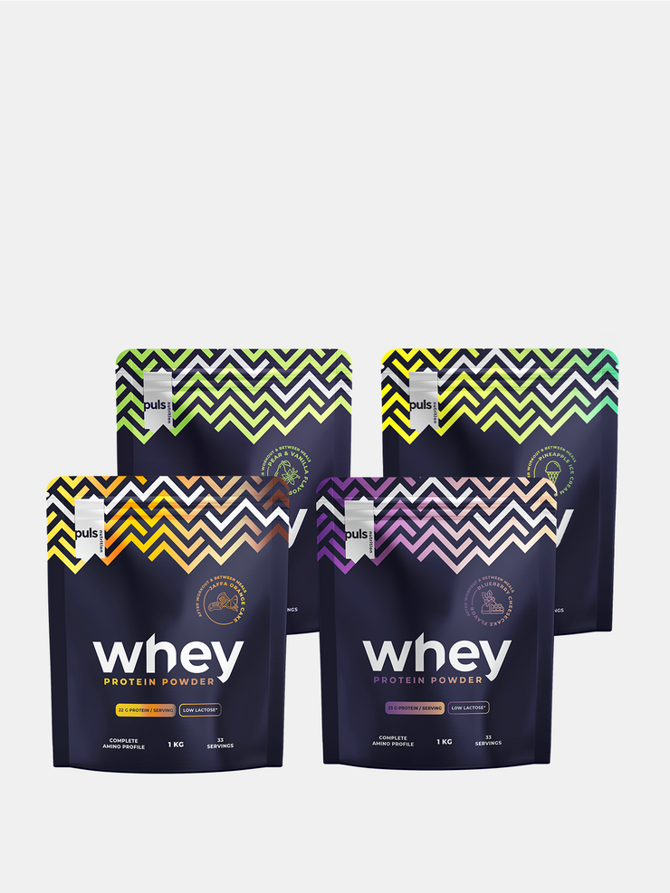 Mix&Match: 4 x WHEY Proteiini 1kg VÄHÄLAKTOOSINEN