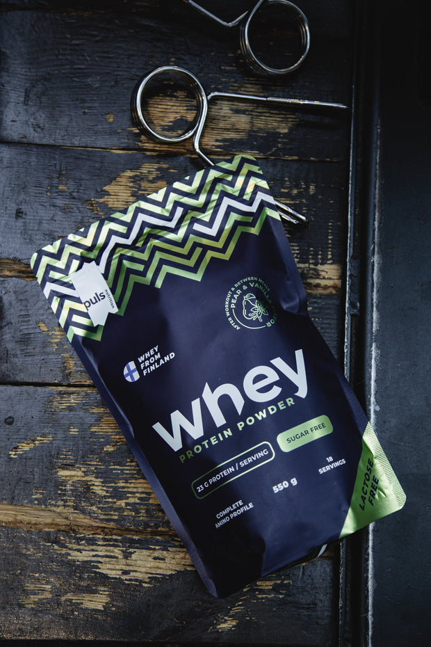 WHEY PROTEIINIJAUHE Päärynä-Vanilja 550g LAKTOOSITON