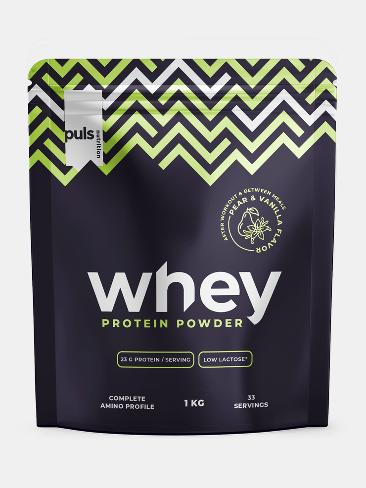 PULS Nutrition WHEY proteiinijauhe Päärynä-vanilja 1 kg vähälaktoosinen