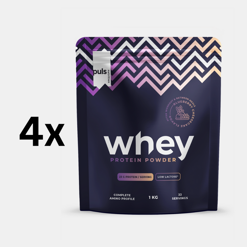 WHEY PROTEIINIJAUHE Blueberry Cheesecake 4x1kg VÄHÄLAKTOOSINEN