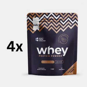 WHEY PROTEIINIJAUHE Tuplasuklaa 4x1kg LAKTOOSITON