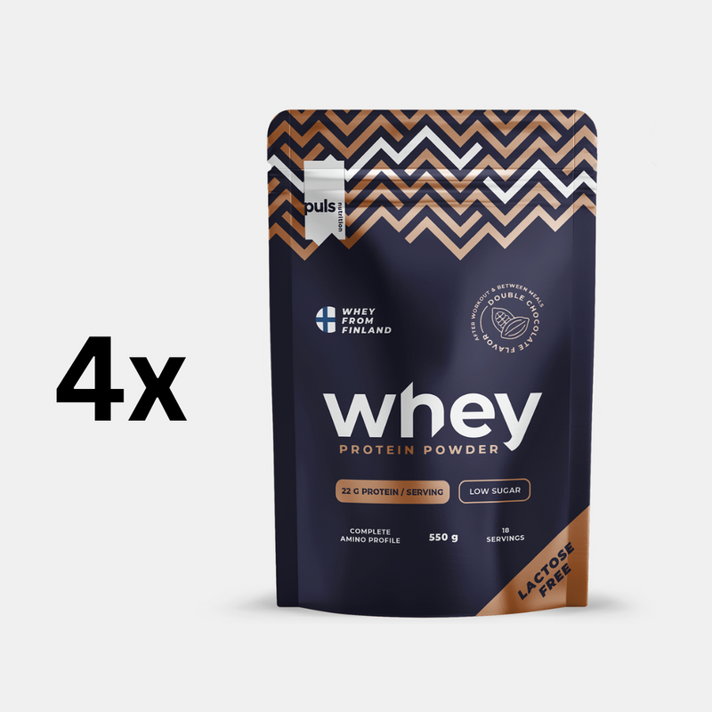 WHEY PROTEIINIJAUHE Tuplasuklaa 4x550g LAKTOOSITON