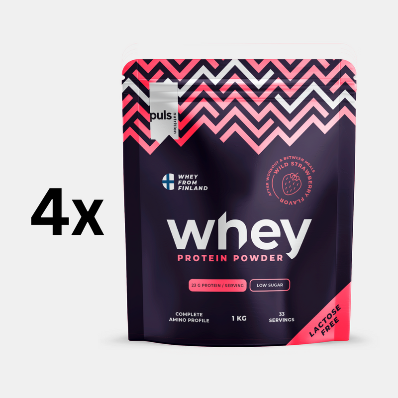 WHEY PROTEIINIJAUHE Metsämansikka 1kg LAKTOOSITON