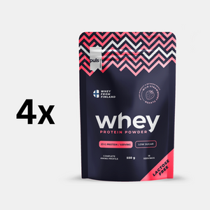 WHEY PROTEIINIJAUHE Metsämansikka 4x550g LAKTOOSITON